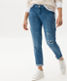 Used stone blue destroy repair,Women,Jeans,RELAXED,Style MERRIT S,Front view