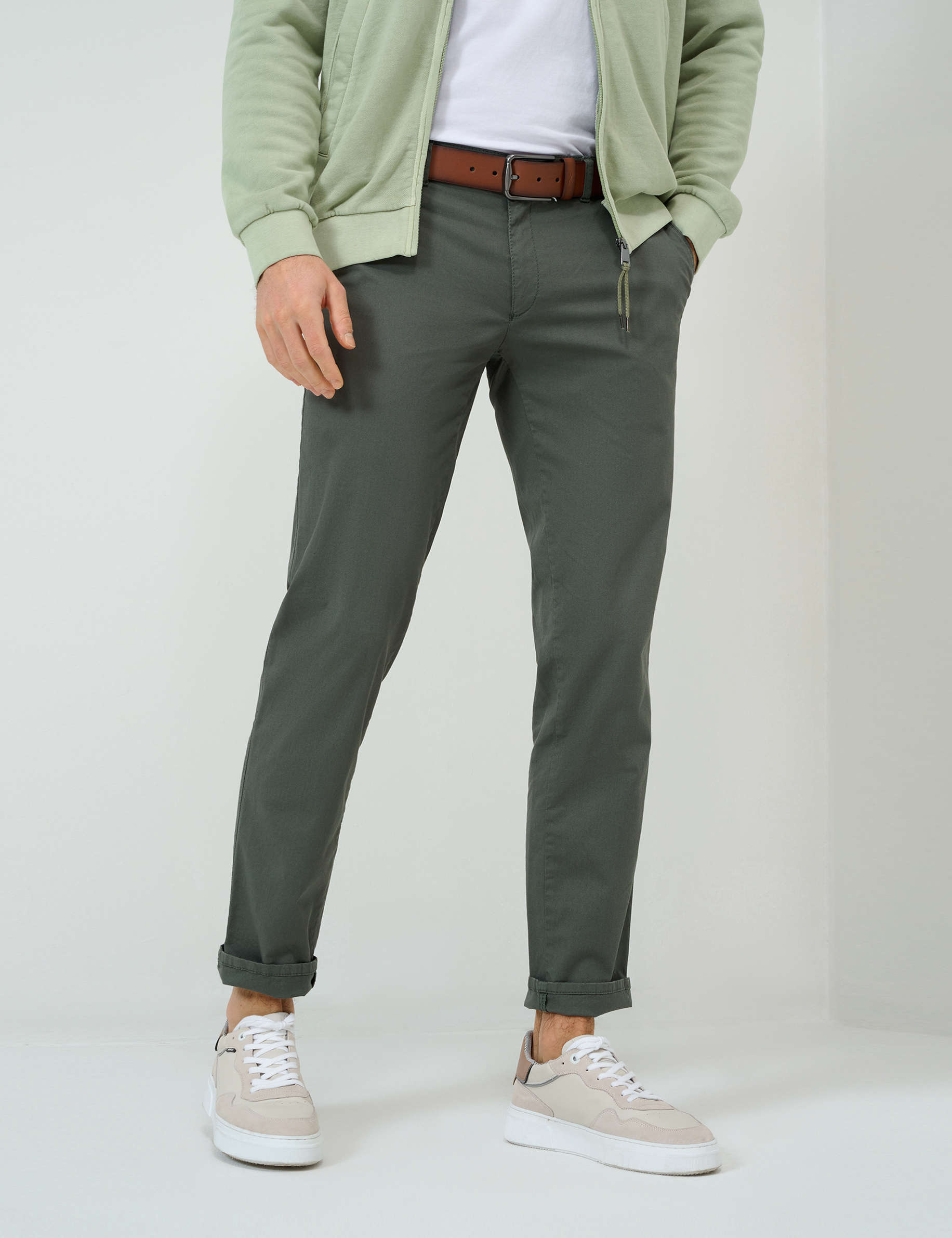 Men Style FABIO IN PALE OLIVE Modern Fit Model Front