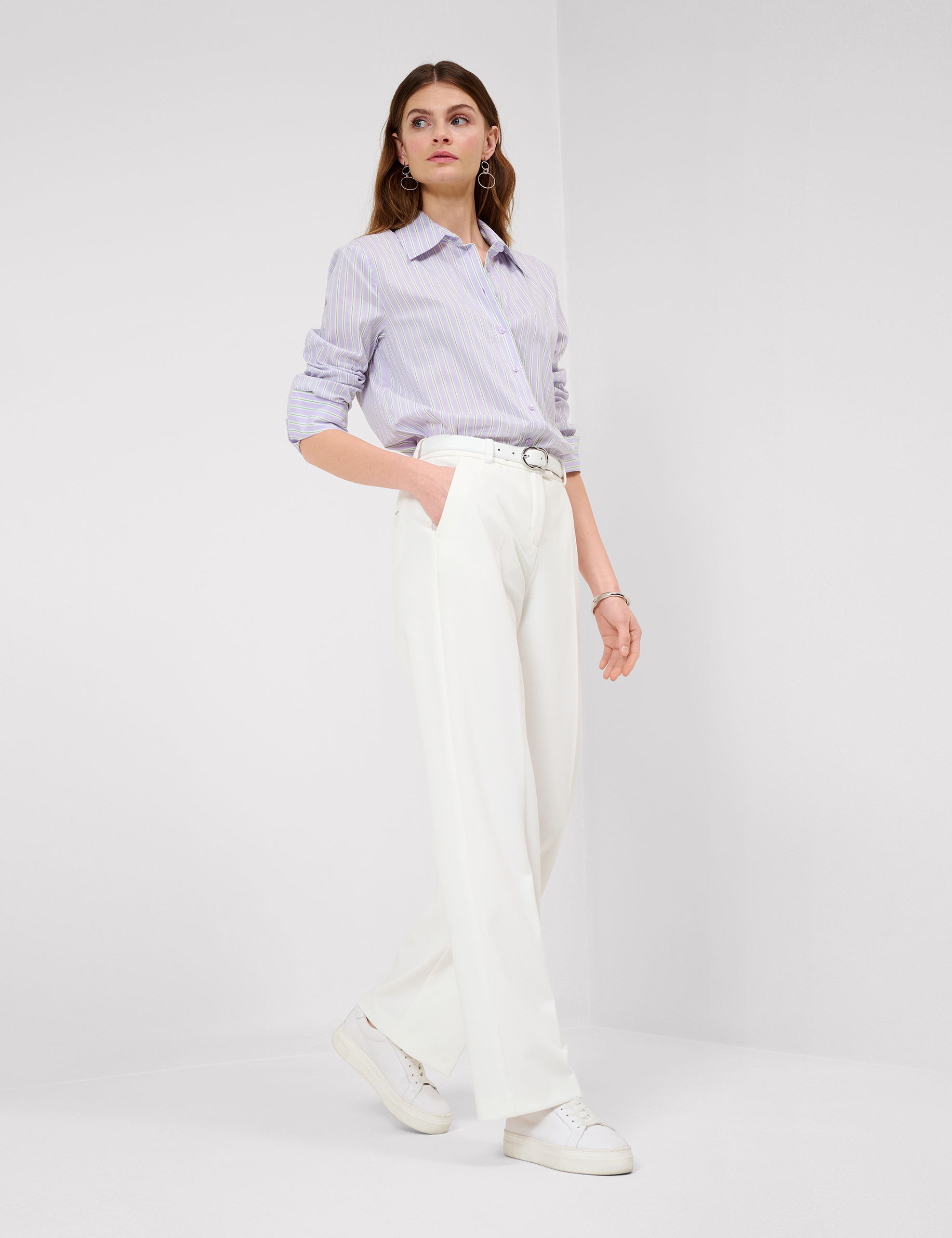 Women Style MAINE OFFWHITE Wide Leg Model Outfit