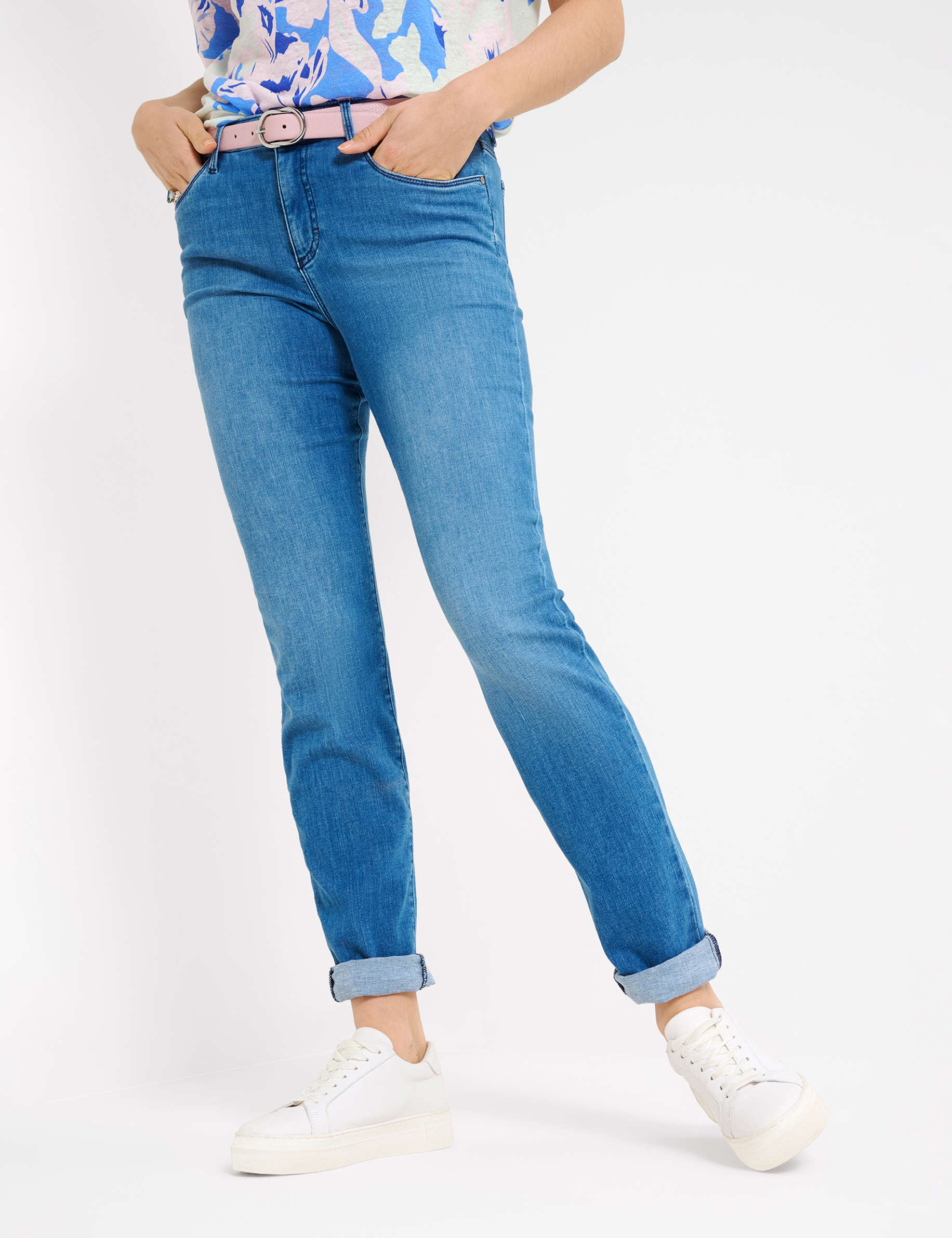 Women Style SHAKIRA USED STONE BLUE Slim Fit Model Front