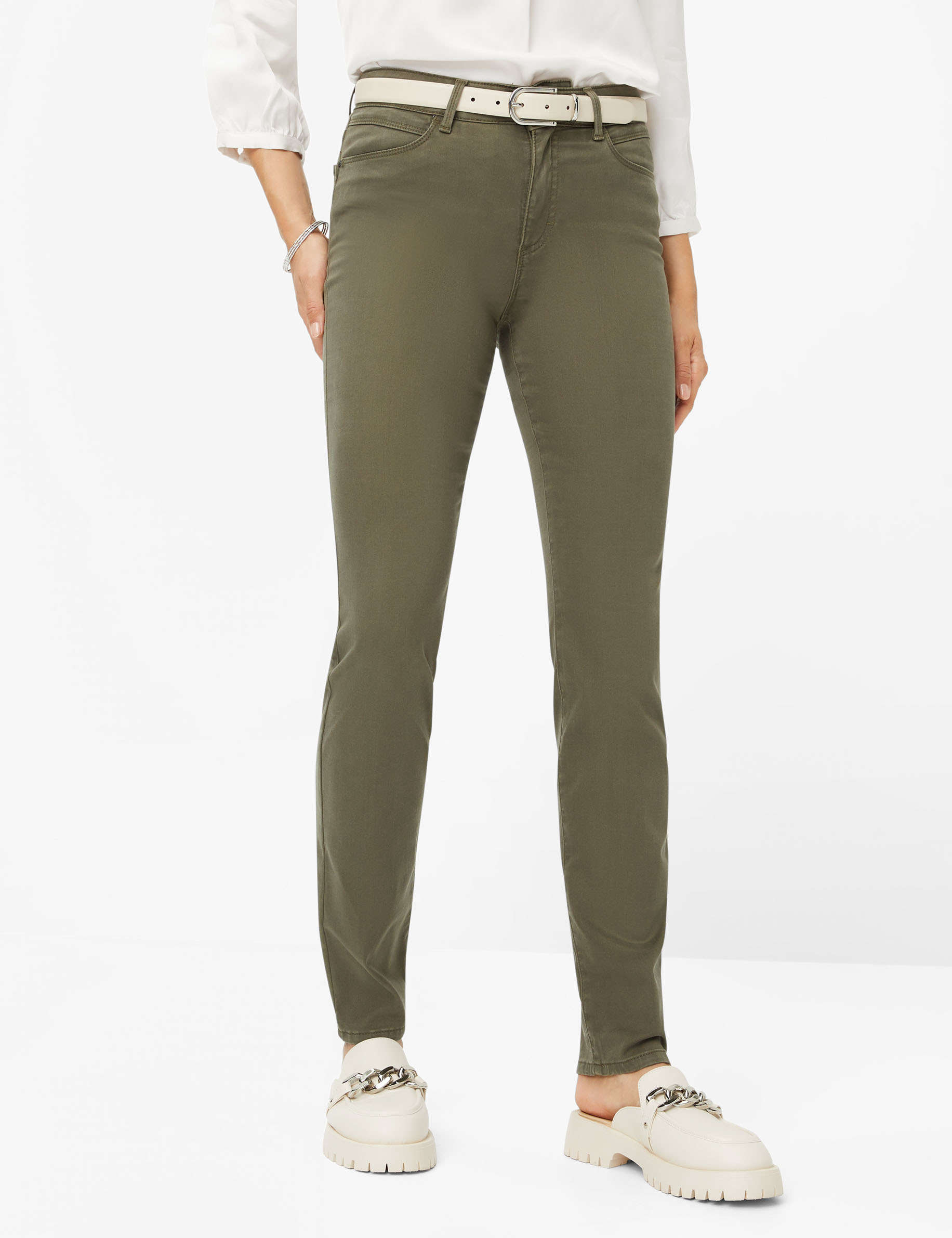 Women Style SHAKIRA SOFT KHAKI Slim Fit Model Front