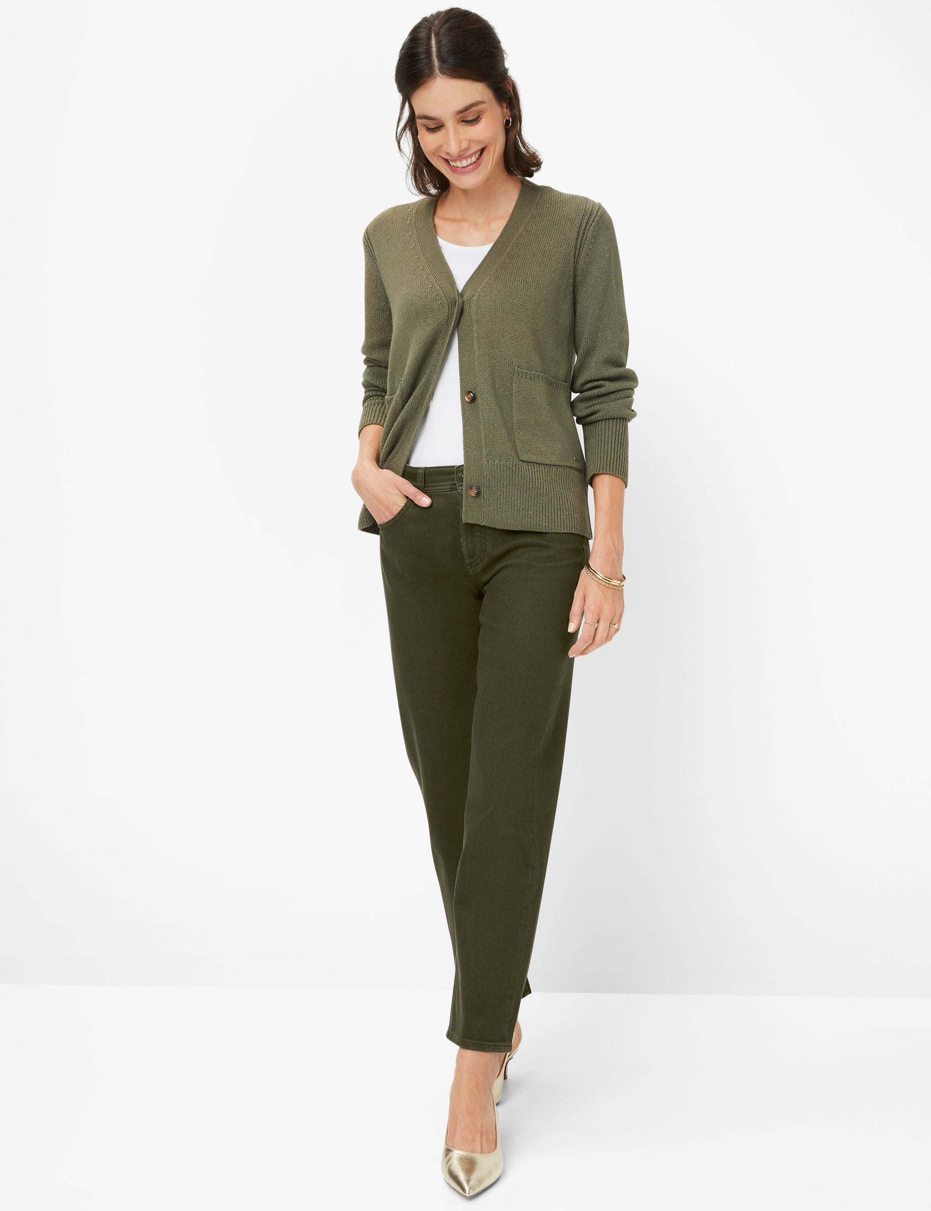 Women Style MADISON DARK KHAKI Straight Fit Model Outfit