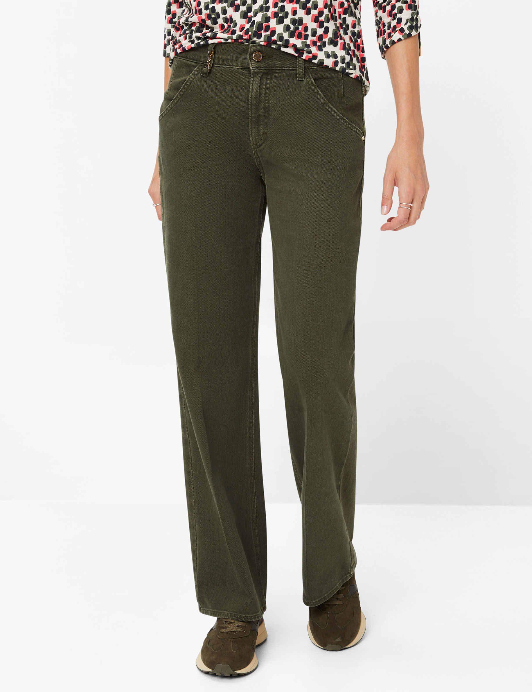 Women Style MAINE DARK KHAKI Wide Leg Model Front