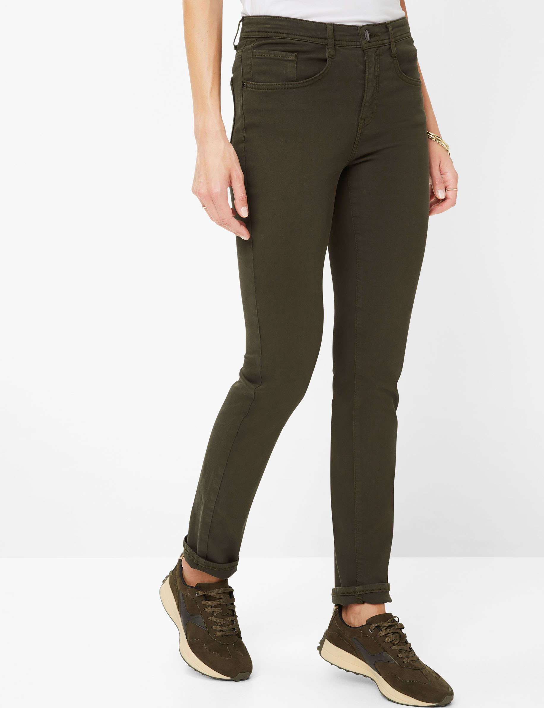 Women Style MARY DARK KHAKI Regular Fit Model Front